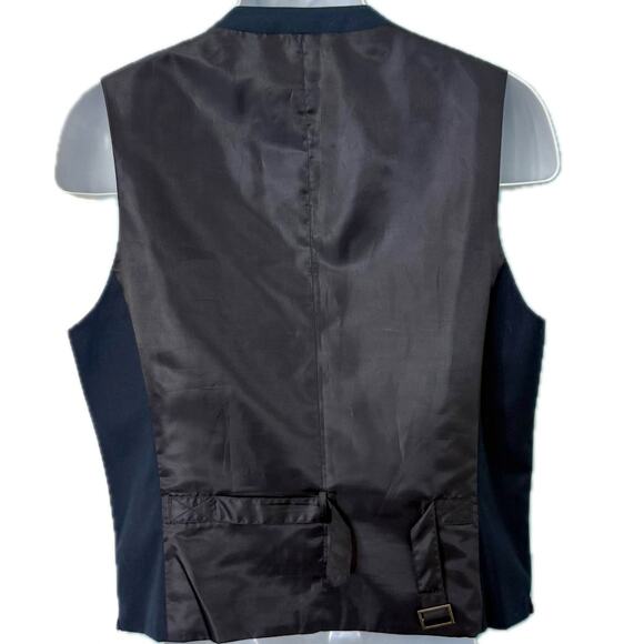 INC International Concepts Navy Blue Slim Fit Button Up Pockets Suit Vest size M - Picture 2 of 11